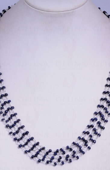 5 Rows African Blue Sapphire Gemstone Bead Necklace CP-1040