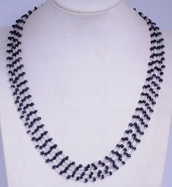 5 Rows African Blue Sapphire Gemstone Bead Necklace CP-1040