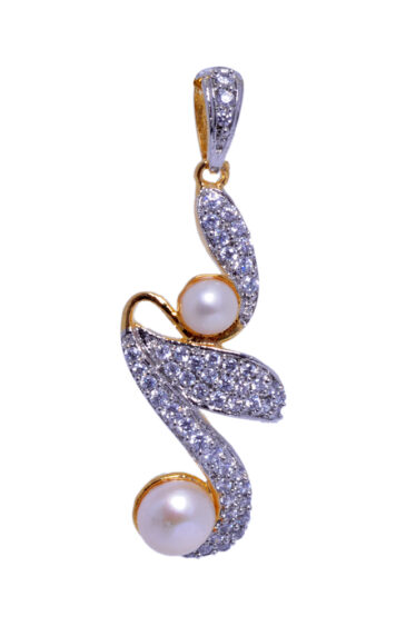 Delicate Cubic Zirconia & Classy Pearl Studded Pendant & Earring Set FP-1040