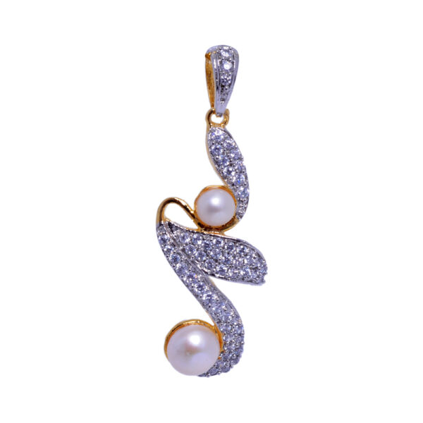 Delicate Cubic Zirconia & Classy Pearl Studded Pendant & Earring Set FP-1040