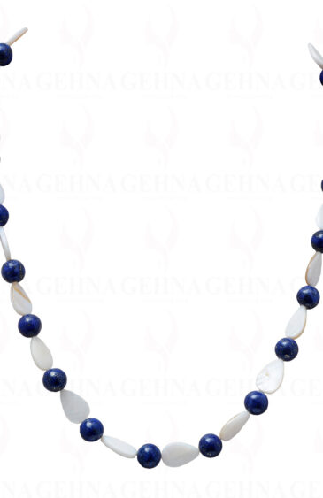 Round Lapis Lazuli Balls & Mother Of Pearl Pear Shape Bead Strand NM-1040