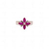 Ruby Gemstone Studded 925 Sterling Silver Flower Shaped Ring SR-1040