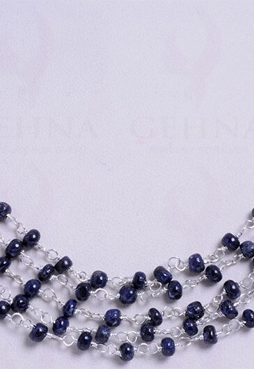5 Rows African Blue Sapphire Gemstone Bead Necklace CP-1040