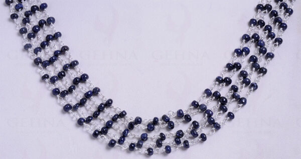 5 Rows African Blue Sapphire Gemstone Bead Necklace CP-1040