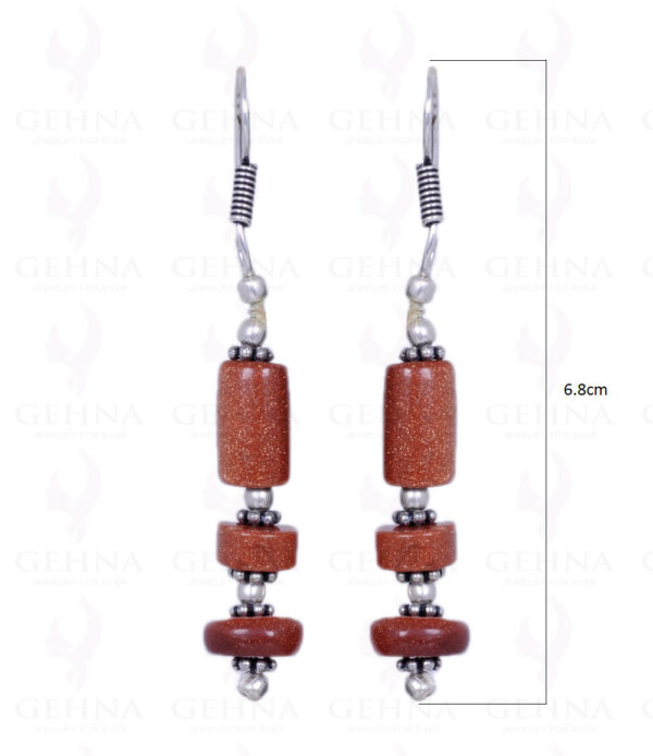 Sunstone Gemstone Beaded Earrings Made In .925 Sterling Silver ES-1040