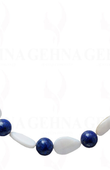 Round Lapis Lazuli Balls & Mother Of Pearl Pear Shape Bead Strand NM-1040