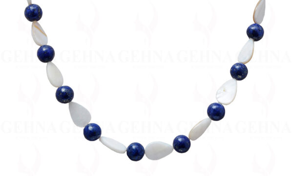 Round Lapis Lazuli Balls & Mother Of Pearl Pear Shape Bead Strand NM-1040