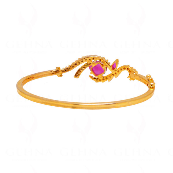 Ruby & Pearl Studded Stylish Gold Plated Bracelet FB-1040