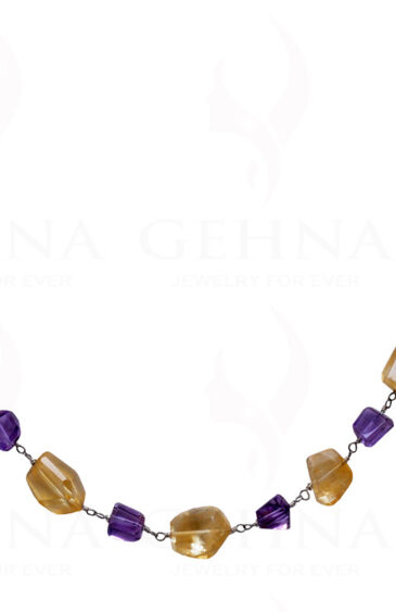 Citrine Amethyst Faceted Tumble Chain In .925 Sterling Silver  CS-1041