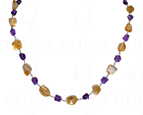 Citrine Amethyst Faceted Tumble Chain In .925 Sterling Silver  CS-1041