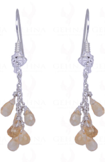 Citrine Gemstone Faceted Drops Earrings Made In .925 Sterling Silver ES-1041