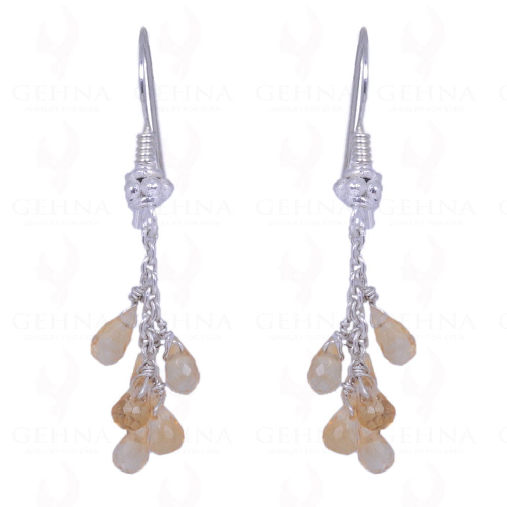 Citrine Gemstone Faceted Drops Earrings Made In .925 Sterling Silver ES-1041