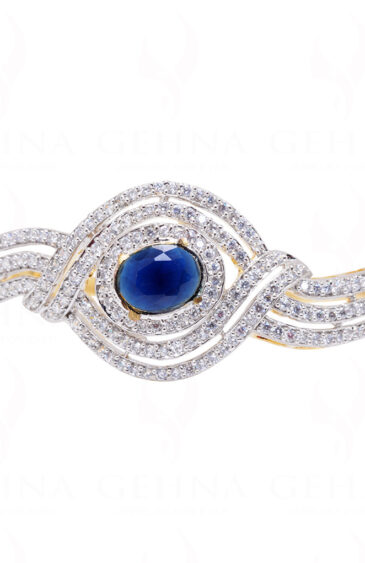 Cubic Zirconia & Royal Blue Sapphire Oval Studded Elegant Bracelet FB-1041