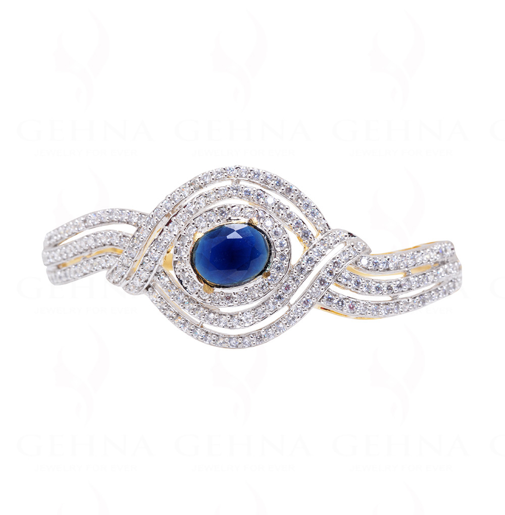 Cubic Zirconia & Royal Blue Sapphire Oval Studded Elegant Bracelet FB-1041