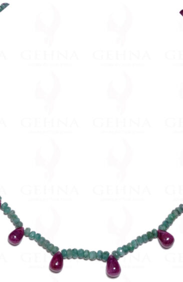 Emerald & Ruby Gemstone Bead Necklace NP-1041