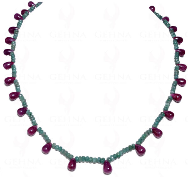 Emerald & Ruby Gemstone Bead Necklace NP-1041