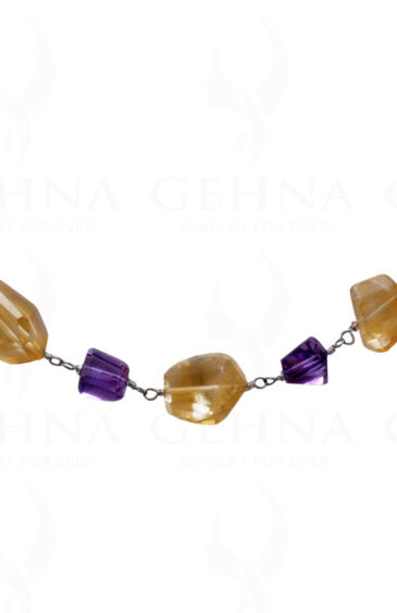 Citrine Amethyst Faceted Tumble Chain In .925 Sterling Silver  CS-1041
