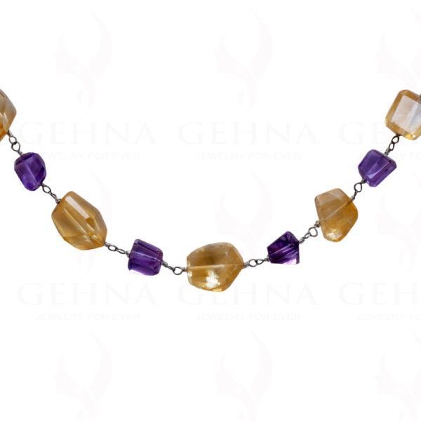 Citrine Amethyst Faceted Tumble Chain In .925 Sterling Silver  CS-1041