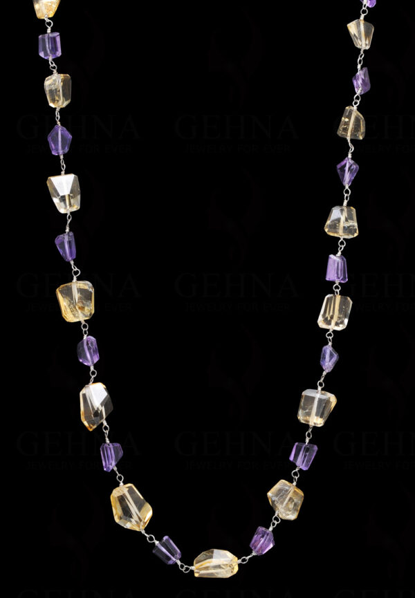 Citrine Amethyst Faceted Tumble Chain In .925 Sterling Silver  CS-1041