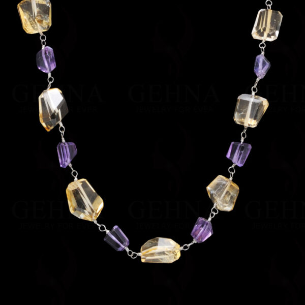 Citrine Amethyst Faceted Tumble Chain In .925 Sterling Silver  CS-1041