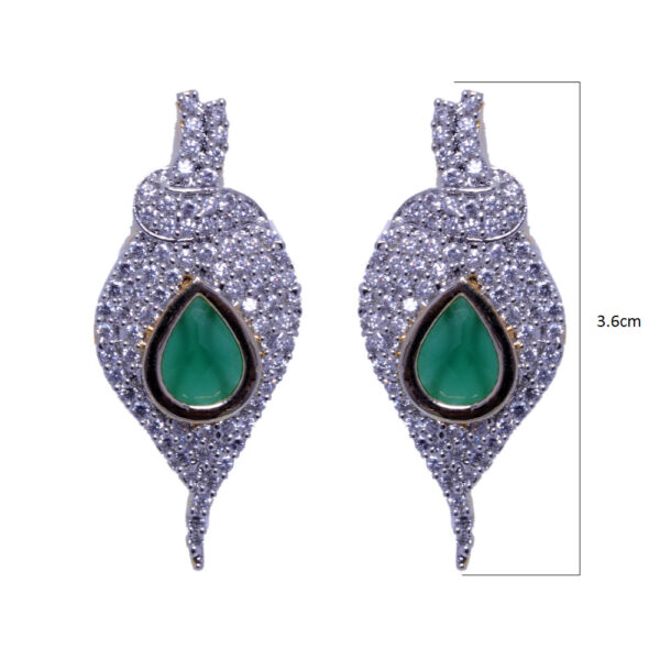 Emerald Green & Cubic Zirconia Studded Elegant Pendant & Earring Set FP-1041