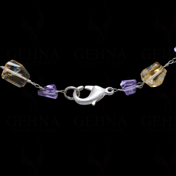 Citrine Amethyst Faceted Tumble Chain In .925 Sterling Silver  CS-1041