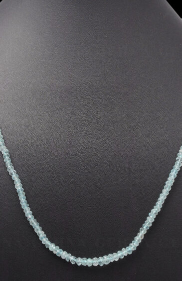 Aquamarine Gemstone Round Faceted Bead Strand Necklace NS-1042