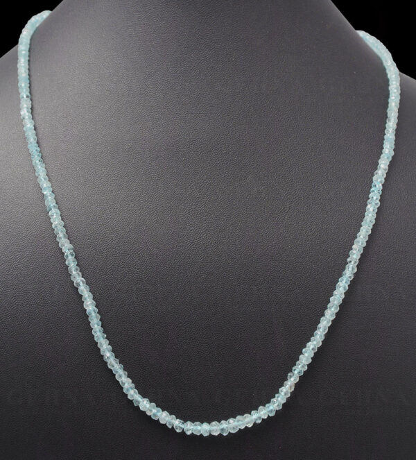 Aquamarine Gemstone Round Faceted Bead Strand Necklace NS-1042