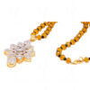 Topaz Studded Pendant & Earring Set With Multicolor Stone Bead Chain FN-1042