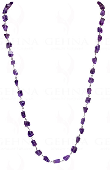 26″ Amethyst Gemstone Tumble Chain In .925 Sterling Silver CS-1043