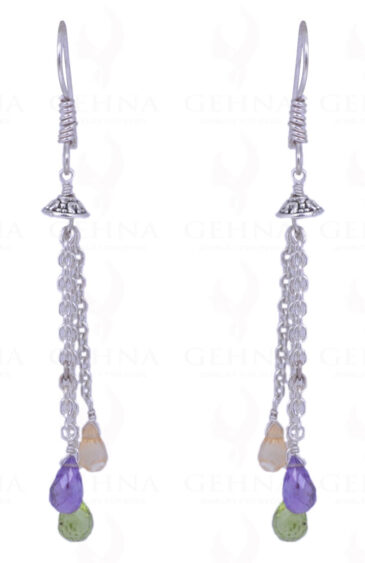 Peridot, Citrine & Amethyst Gemstone Earrings Made In .925 Solid Silver ES-1043