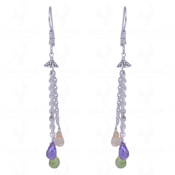 Peridot, Citrine & Amethyst Gemstone Earrings Made In .925 Solid Silver ES-1043