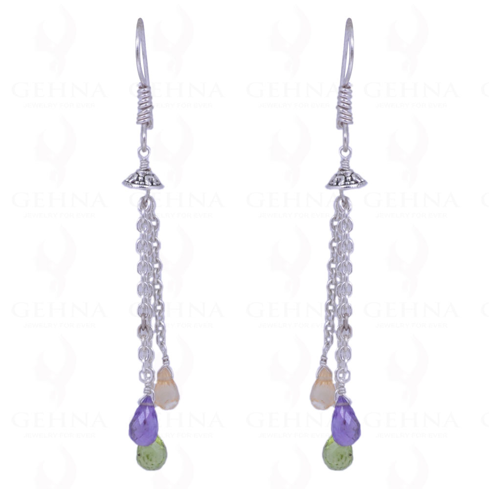 Peridot, Citrine & Amethyst Gemstone Earrings Made In .925 Solid Silver ES-1043