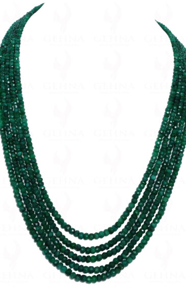 5 Rows Of Dark Color Natural Emerald Gemstone Faceted Bead Necklace NP-1043
