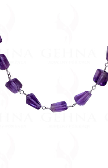 26″ Amethyst Gemstone Tumble Chain In .925 Sterling Silver CS-1043