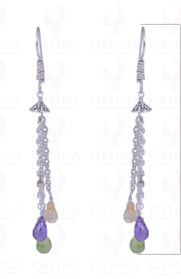 Peridot, Citrine & Amethyst Gemstone Earrings Made In .925 Solid Silver ES-1043