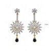 Freshwater Pearls, Simulated Diamond & Sapphire Studded Earrings FE-1043