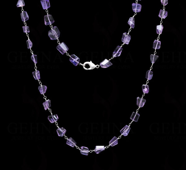 26" Amethyst Gemstone Tumble Chain In .925 Sterling Silver CS-1043