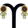 Thewa Work Pendant & Earring Set Attached With Black Spinel Color Beads FN-1043
