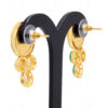 Thewa Work Pendant & Earring Set Attached With Black Spinel Color Beads FN-1043