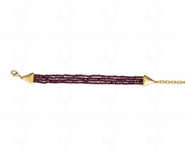 4 Rows Of Red Garnet Gemstone Faceted Bead Bracelet BS-1044