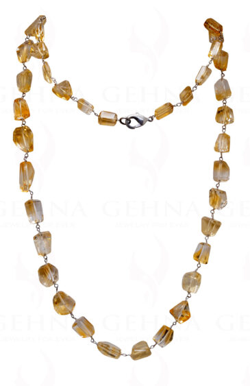 32″ Citrine Gemstone Tumble Chain In .925 Sterling Silver CS-1044