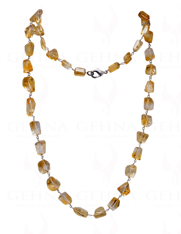 32" Citrine Gemstone Tumble Chain In .925 Sterling Silver CS-1044