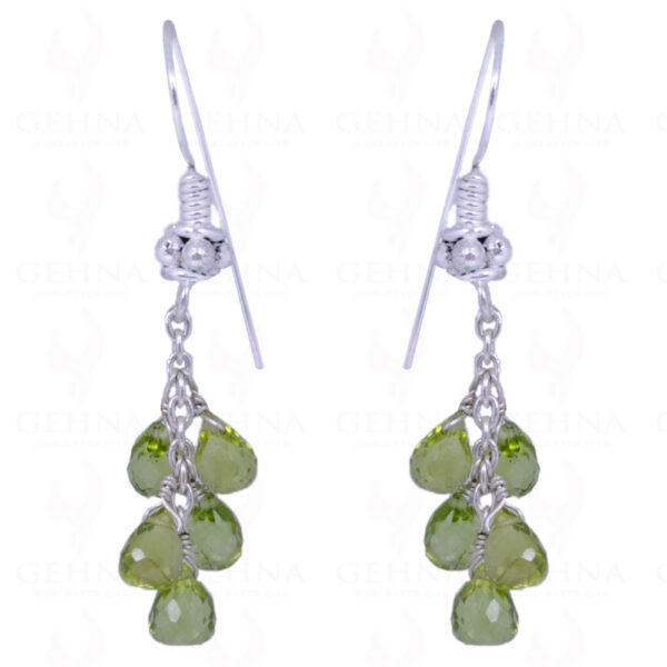 Peridot Gemstone Faceted Drops Earrings Made In .925 Solid Silver  ES-1044