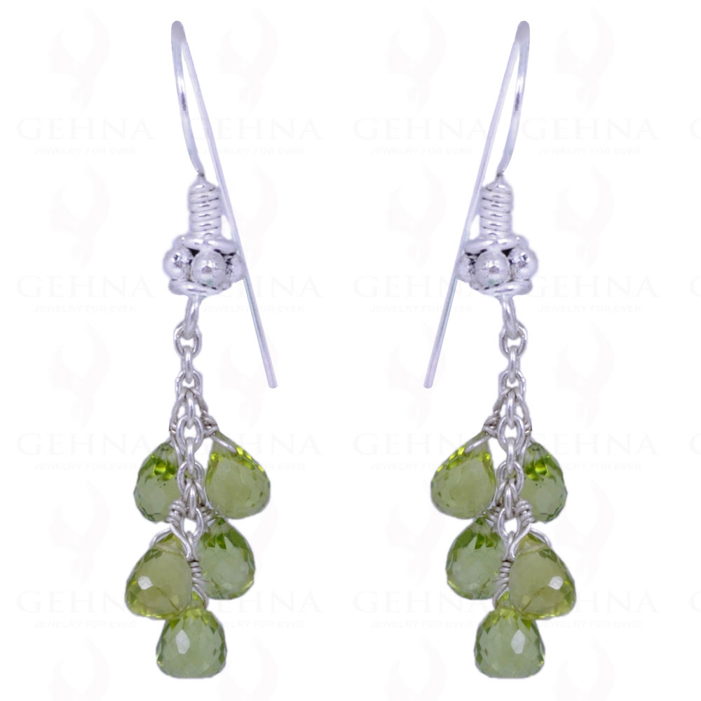 Peridot Gemstone Faceted Drops Earrings Made In .925 Solid Silver  ES-1044