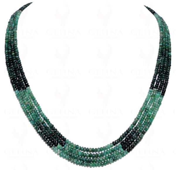 4 Row Necklace Of Emerald Gemstone Round Shaded Bead NP-1044