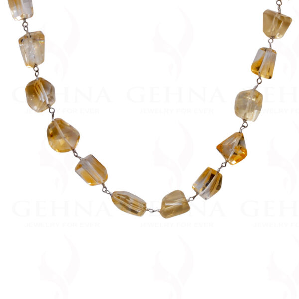 32" Citrine Gemstone Tumble Chain In .925 Sterling Silver CS-1044