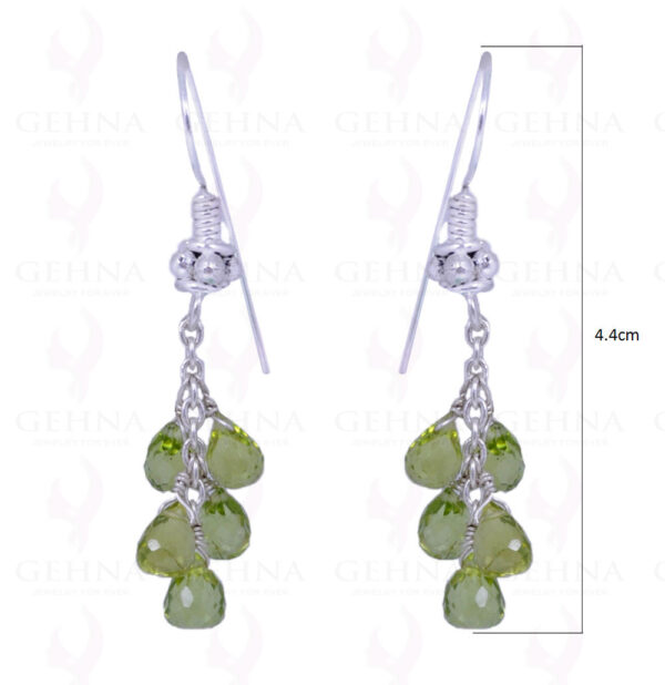 Peridot Gemstone Faceted Drops Earrings Made In .925 Solid Silver  ES-1044