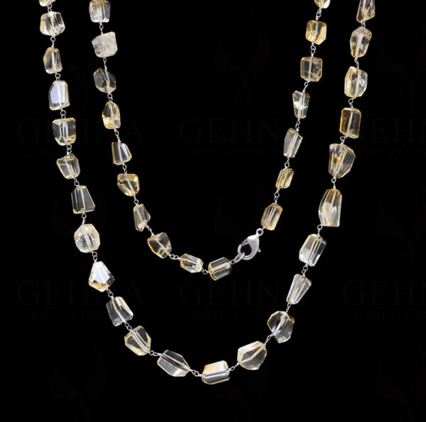 32" Citrine Gemstone Tumble Chain In .925 Sterling Silver CS-1044