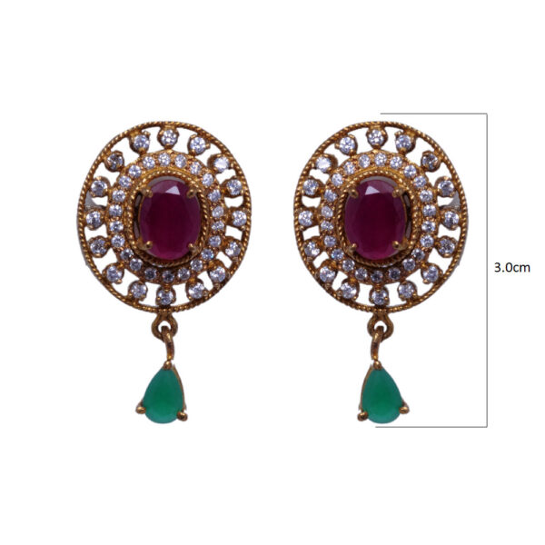 Ethnic Emerald & Cubic Zirconia Studded South India Pendant Set FP-1044